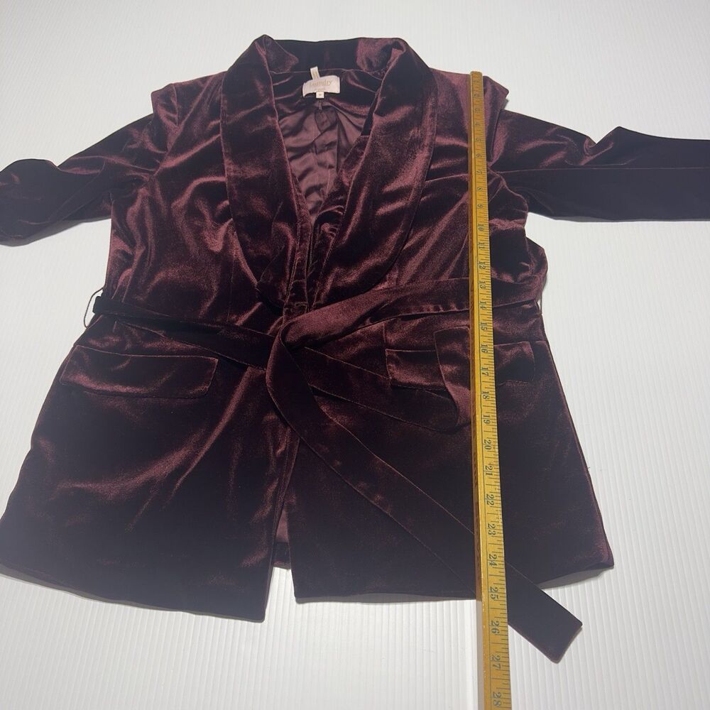 Laundry By Shelli Segal Velvet Velour Pant Suit Set M Burgundy MISSING BUTTON - Picture 11 of 15